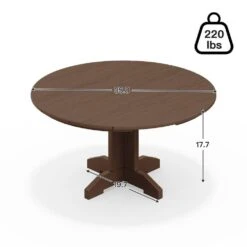 Brown Round HDPE Conversation Coffee Table, Weather Resistant Outdoor Dining Table -Jearey jearey outdoor coffee tables yxkfz zm 1f 1000