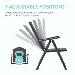 Orlando Black Aluminum Outdoor Stackable Adjustable High Backrest Dining Armchair With Cushion (Set Of 2) -Jearey jearey outdoor dining chairs ald7dy black 4f 1000