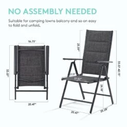 Orlando Black Aluminum Outdoor Stackable Adjustable High Backrest Dining Armchair With Cushion (Set Of 2) -Jearey jearey outdoor dining chairs ald7dy black c3 1000