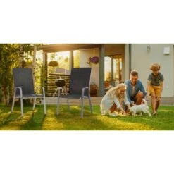 Charlotte Stackable Black Outdoor Dining Chair Set Of 2 -Jearey jearey outdoor dining chairs xltddy 2 black 31 1000