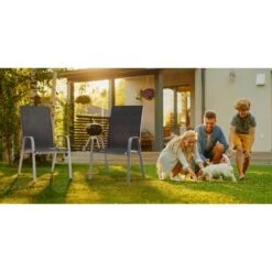 Charlotte Stackable Black Outdoor Dining Chair Set Of 4 -Jearey jearey outdoor dining chairs xltddy 4 black 31 1000