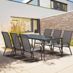 Charlotte Stackable Grey Outdoor Dining Chair Set Of 4 -Jearey jearey outdoor dining chairs xltddy 4 grey 44 1000