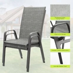Charlotte Stackable Grey Outdoor Dining Chair Set Of 4 -Jearey jearey outdoor dining chairs xltddy 4 grey 66 1000