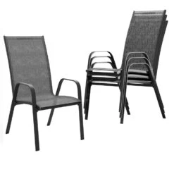 Charlotte Stackable Grey Outdoor Dining Chair Set Of 4 -Jearey jearey outdoor dining chairs xltddy 4 grey c3 1000