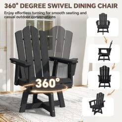HDPE Outdoor Swivel Dining Chair Black HDPE Frame Swivel Dining Chair With Cloud Backrest -Jearey jearey outdoor dining chairs xzcy black 1f 1000