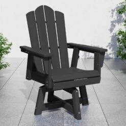 HDPE Outdoor Swivel Dining Chair Black HDPE Frame Swivel Dining Chair With Cloud Backrest -Jearey jearey outdoor dining chairs xzcy black 31 1000