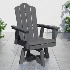 HDPE Outdoor Swivel Dining Chair Gray HDPE Frame Swivel Dining Chair With Cloud Backrest -Jearey jearey outdoor dining chairs xzcy gray 31 1000