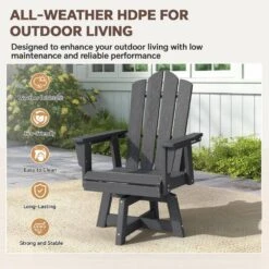 HDPE Outdoor Swivel Dining Chair Gray HDPE Frame Swivel Dining Chair With Cloud Backrest -Jearey jearey outdoor dining chairs xzcy gray 76 1000