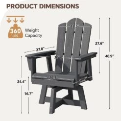 HDPE Outdoor Swivel Dining Chair Gray HDPE Frame Swivel Dining Chair With Cloud Backrest -Jearey jearey outdoor dining chairs xzcy gray e1 1000