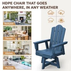 HDPE Outdoor Swivel Dining Chair Navy HDPE Frame Swivel Dining Chair With Cloud Backrest -Jearey jearey outdoor dining chairs xzcy navy 1f 1000