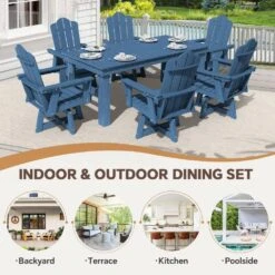 HDPE Outdoor Swivel Dining Chair Navy HDPE Frame Swivel Dining Chair With Cloud Backrest -Jearey jearey outdoor dining chairs xzcy navy 31 1000