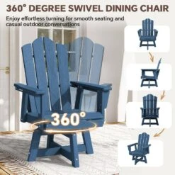 HDPE Outdoor Swivel Dining Chair Navy HDPE Frame Swivel Dining Chair With Cloud Backrest -Jearey jearey outdoor dining chairs xzcy navy 44 1000