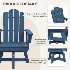 HDPE Outdoor Swivel Dining Chair Navy HDPE Frame Swivel Dining Chair With Cloud Backrest -Jearey jearey outdoor dining chairs xzcy navy 76 1000
