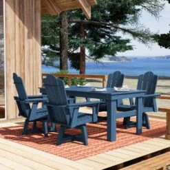 HDPE Outdoor Swivel Dining Chair Navy HDPE Frame Swivel Dining Chair With Cloud Backrest -Jearey jearey outdoor dining chairs xzcy navy c3 1000