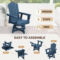 HDPE Outdoor Swivel Dining Chair Navy HDPE Frame Swivel Dining Chair With Cloud Backrest -Jearey jearey outdoor dining chairs xzcy navy fa 1000
