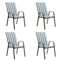 Charlotte Stackable Blue And White Outdoor Dining Chair Set Of 4 -Jearey jearey outdoor dining chairs ykdj green 44 1000