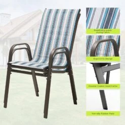 Charlotte Stackable Blue And White Outdoor Dining Chair Set Of 4 -Jearey jearey outdoor dining chairs ykdj green 66 1000