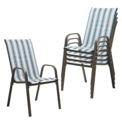 Charlotte Stackable Blue And White Outdoor Dining Chair Set Of 4 -Jearey jearey outdoor dining chairs ykdj green c3 1000