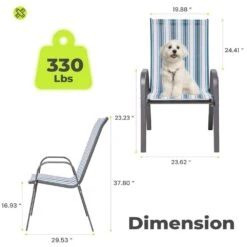 Charlotte Stackable Blue And White Outdoor Dining Chair Set Of 4 -Jearey jearey outdoor dining chairs ykdj green e1 1000