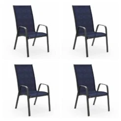 Charlotte Stackable Navy Outdoor Dining Chair Set Of 4 -Jearey jearey outdoor dining chairs ykdj navy 44 1000