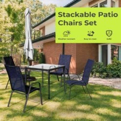 Charlotte Stackable Navy Outdoor Dining Chair Set Of 4 -Jearey jearey outdoor dining chairs ykdj navy 4f 1000