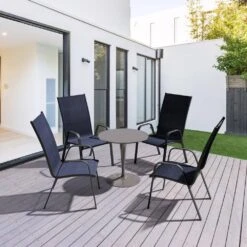 Charlotte Stackable Navy Outdoor Dining Chair Set Of 4