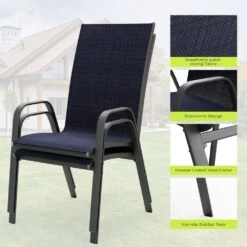 Charlotte Stackable Navy Outdoor Dining Chair Set Of 4 -Jearey jearey outdoor dining chairs ykdj navy 66 1000
