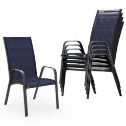 Charlotte Stackable Navy Outdoor Dining Chair Set Of 4 -Jearey jearey outdoor dining chairs ykdj navy c3 1000