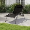 Black Metal Aluminum Outdoor 5-Positions Adjustable Chaise Lounge With Frame