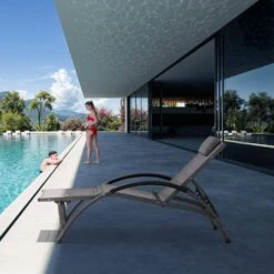 Grey Metal Aluminum Outdoor 5-Positions Adjustable Chaise Lounge With Frame 15 Grey Metal Aluminum Outdoor 5-Positions Adjustable Chaise Lounge With Frame -Jearey jearey outdoor lounge chairs e11 02xxy gy 31 1000