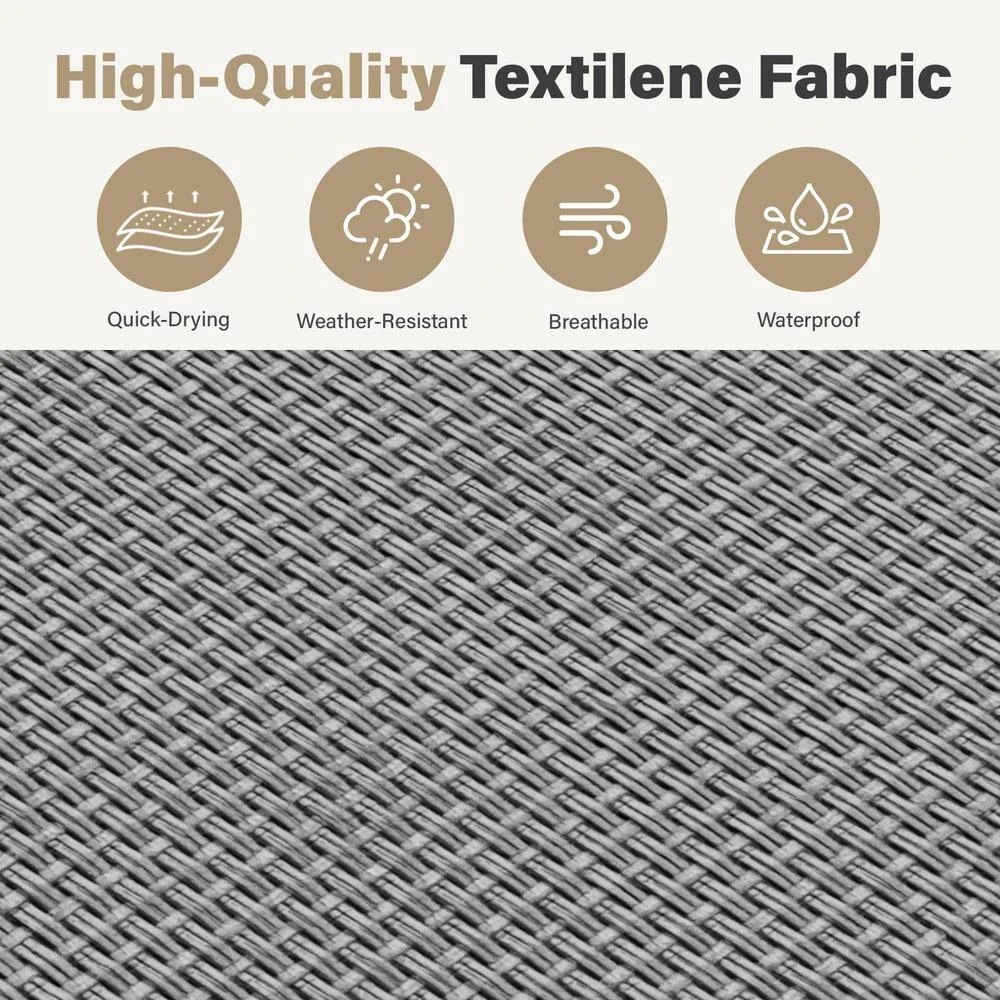 Grey Metal Aluminum Outdoor 5-Positions Adjustable Chaise Lounge With Frame 6 Grey Metal Aluminum Outdoor 5-Positions Adjustable Chaise Lounge With Frame - Image 6