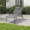 Grey Metal Aluminum Outdoor 5-Positions Adjustable Chaise Lounge With Frame