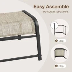 Textilene Fabric Metal Frame Beige Outdoor Ottoman With Navy Cushion For Patio (2-Pack) 17 Textilene Fabric Metal Frame Beige Outdoor Ottoman With Navy Cushion For Patio (2-Pack) -Jearey jearey outdoor ottomans jl beige 31 1000