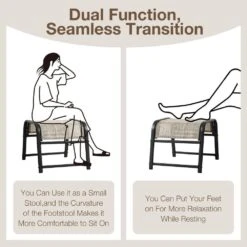 Textilene Fabric Metal Frame Beige Outdoor Ottoman With Navy Cushion For Patio (2-Pack) 15 Textilene Fabric Metal Frame Beige Outdoor Ottoman With Navy Cushion For Patio (2-Pack) -Jearey jearey outdoor ottomans jl beige fa 1000