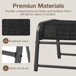 Textilene Fabric Metal Frame Black Outdoor Ottoman With Navy Cushion For Patio(2-Pack) 16 Textilene Fabric Metal Frame Black Outdoor Ottoman With Navy Cushion For Patio(2-Pack) -Jearey jearey outdoor ottomans jl black 76 1000