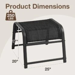 Textilene Fabric Metal Frame Black Outdoor Ottoman With Navy Cushion For Patio(2-Pack) 11 Textilene Fabric Metal Frame Black Outdoor Ottoman With Navy Cushion For Patio(2-Pack) -Jearey jearey outdoor ottomans jl black c3 1000