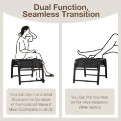 Textilene Fabric Metal Frame Black Outdoor Ottoman With Navy Cushion For Patio(2-Pack) 15 Textilene Fabric Metal Frame Black Outdoor Ottoman With Navy Cushion For Patio(2-Pack) -Jearey jearey outdoor ottomans jl black fa 1000