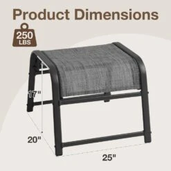 Textilene Fabric Metal Frame Gray Outdoor Ottoman With Navy Cushion For Patio (2-Pack) -Jearey jearey outdoor ottomans jl hb c3 1000