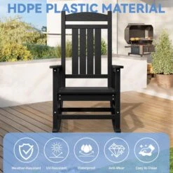 HDPE Plastic Slat Adirondack Outdoor Rocking Chair For Porch Rocker, Black 12 HDPE Plastic Slat Adirondack Outdoor Rocking Chair For Porch Rocker, Black -Jearey jearey outdoor rocking chairs 0jktryy3 bk 44 1000