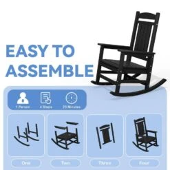 HDPE Plastic Slat Adirondack Outdoor Rocking Chair For Porch Rocker, Black 13 HDPE Plastic Slat Adirondack Outdoor Rocking Chair For Porch Rocker, Black -Jearey jearey outdoor rocking chairs 0jktryy3 bk fa 1000