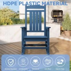 HDPE Plastic Slat Adirondack Outdoor Rocking Chair For Porch Rocker, Navy -Jearey jearey outdoor rocking chairs 0jktryy3 ny 44 1000