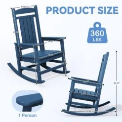 HDPE Plastic Slat Adirondack Outdoor Rocking Chair For Porch Rocker, Navy -Jearey jearey outdoor rocking chairs 0jktryy3 ny 4f 1000