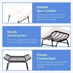 Metal Outdoor Rocking Chair With White Padded Cushion And Ottoman Foot Rest For Balcony 12 Metal Outdoor Rocking Chair With White Padded Cushion And Ottoman Foot Rest For Balcony -Jearey jearey outdoor rocking chairs nhw white 44 1000