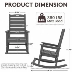 Gray HDPE Plastic Outdoor Patio Rocking Chair With Footrest -Jearey jearey outdoor rocking chairs tjyy5 gray c3 1000