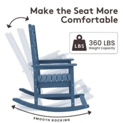 Navy HDPE Plastic Outdoor Patio Rocking Chair With Footrest -Jearey jearey outdoor rocking chairs tjyy5 navy 76 1000