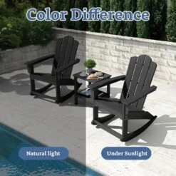 Classic HDPE Plastic Outdoor Rocking Chair In Black -Jearey jearey outdoor rocking chairs ydyy black 1f 1000