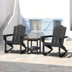 Classic HDPE Plastic Outdoor Rocking Chair In Black -Jearey jearey outdoor rocking chairs ydyy black 31 1000
