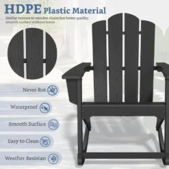 Classic HDPE Plastic Outdoor Rocking Chair In Black -Jearey jearey outdoor rocking chairs ydyy black 44 1000