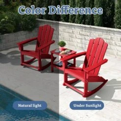 Classic HDPE Plastic Outdoor Rocking Chair In Bright Red -Jearey jearey outdoor rocking chairs ydyy bright red 1f 1000
