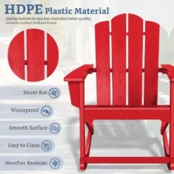 Classic HDPE Plastic Outdoor Rocking Chair In Bright Red -Jearey jearey outdoor rocking chairs ydyy bright red 44 1000